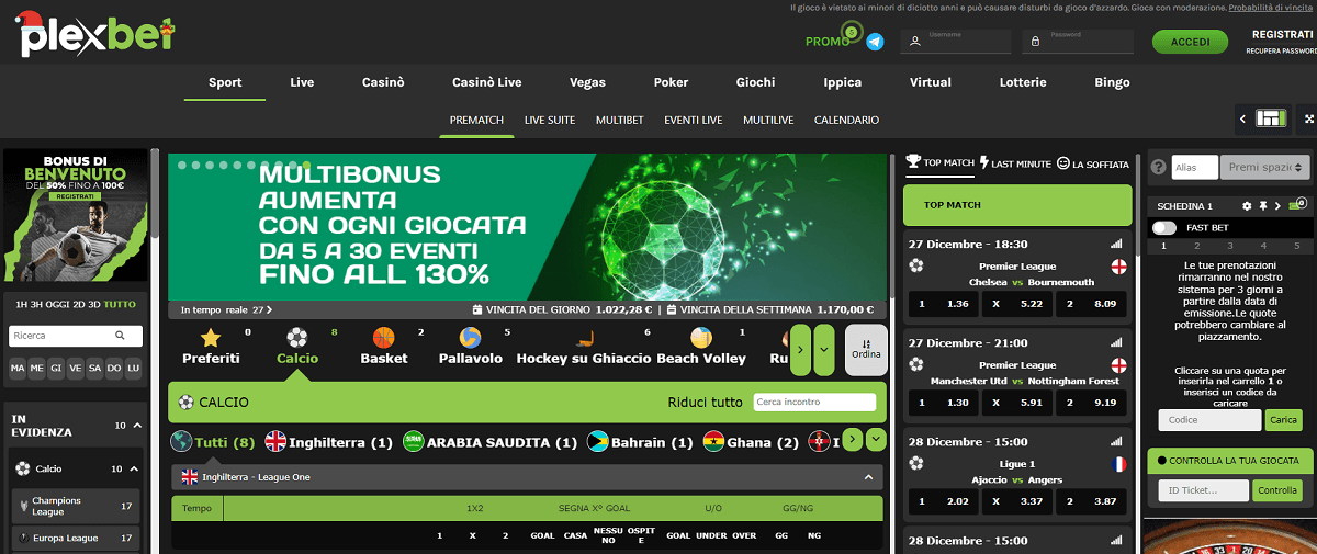 Plexbet scommesse