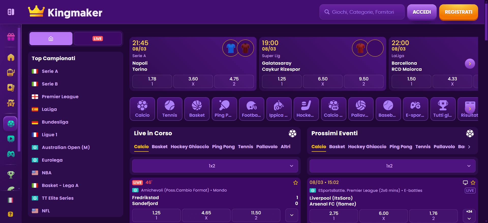 Kingmaker Scommesse