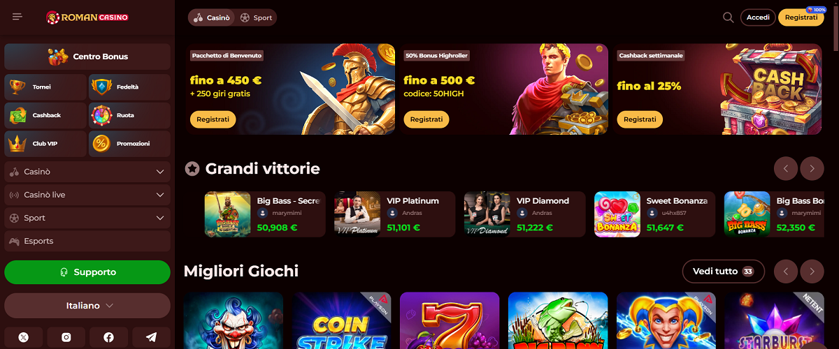 Roman Casino Home