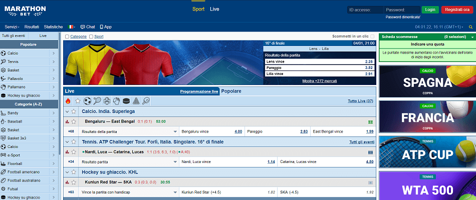 Marathonbet screenshot